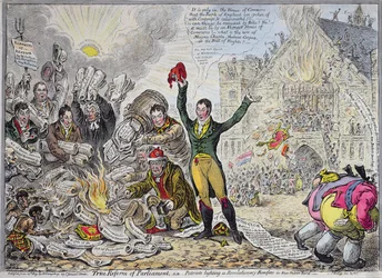 Ware Hervorming van het Parlement, d.w.z. Patriotten die een Revolutionair Vuur aansteken in New Palace Yard, uitgegeven door Hannah Humphrey